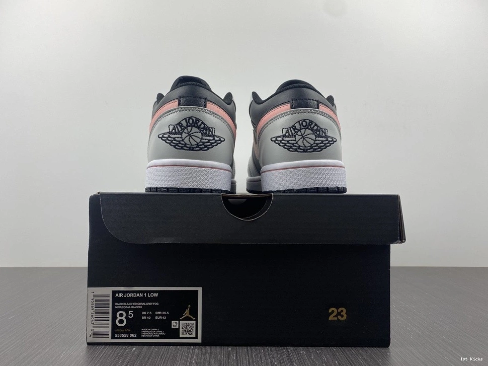 Jordan White 1 Black Grey Low 553558-062 Air Pink 0226